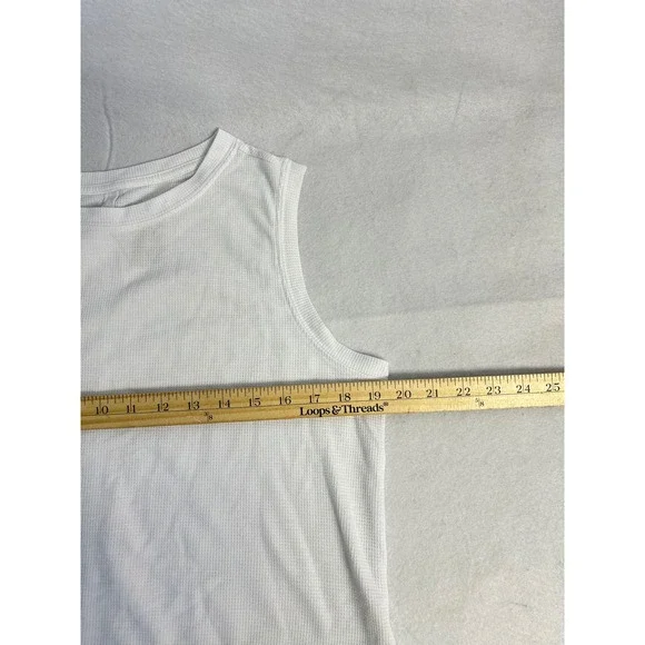 Athleisure Athletic Works Women L Blue White Running Shorts Waffle Knit Tank Set - Picture 9 of 12